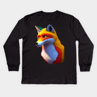 CONFUSED PRETTY FOXES HEAD LOOKING LEFT Kids Long Sleeve T-Shirt